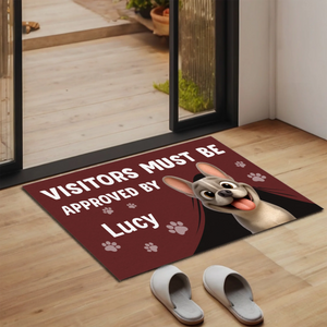 Doormat with Personalized French Bulldog Art – Funny Visitors Must Be Approved By