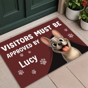 Doormat with Personalized French Bulldog Art – Funny Visitors Must Be Approved By