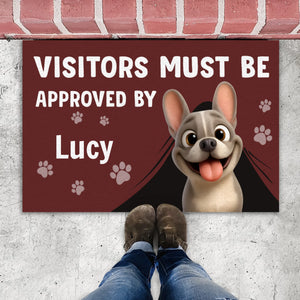 Doormat with Personalized French Bulldog Art – Funny Visitors Must Be Approved By
