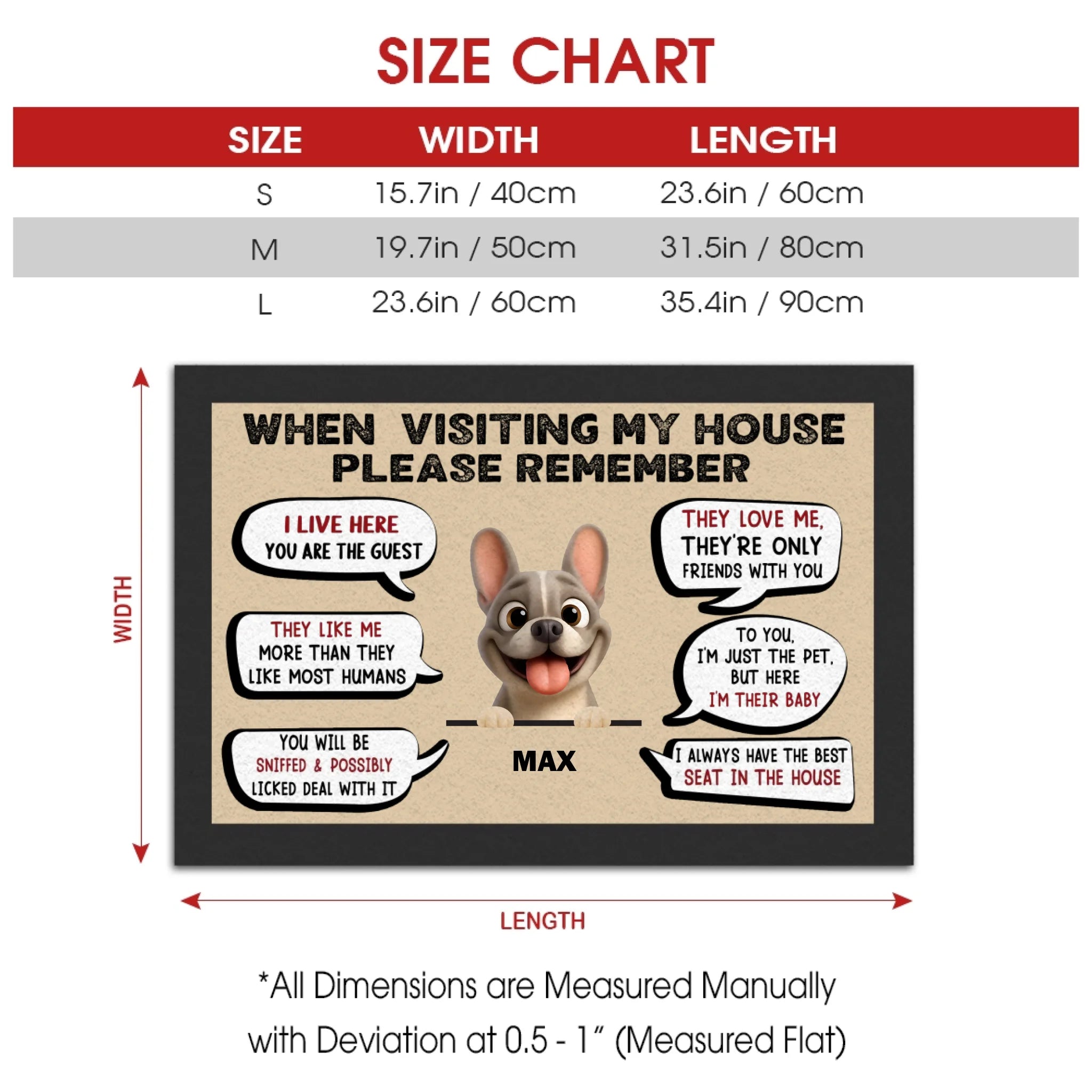 Custom Frenchie Doormat - When Visiting My House Please Remember