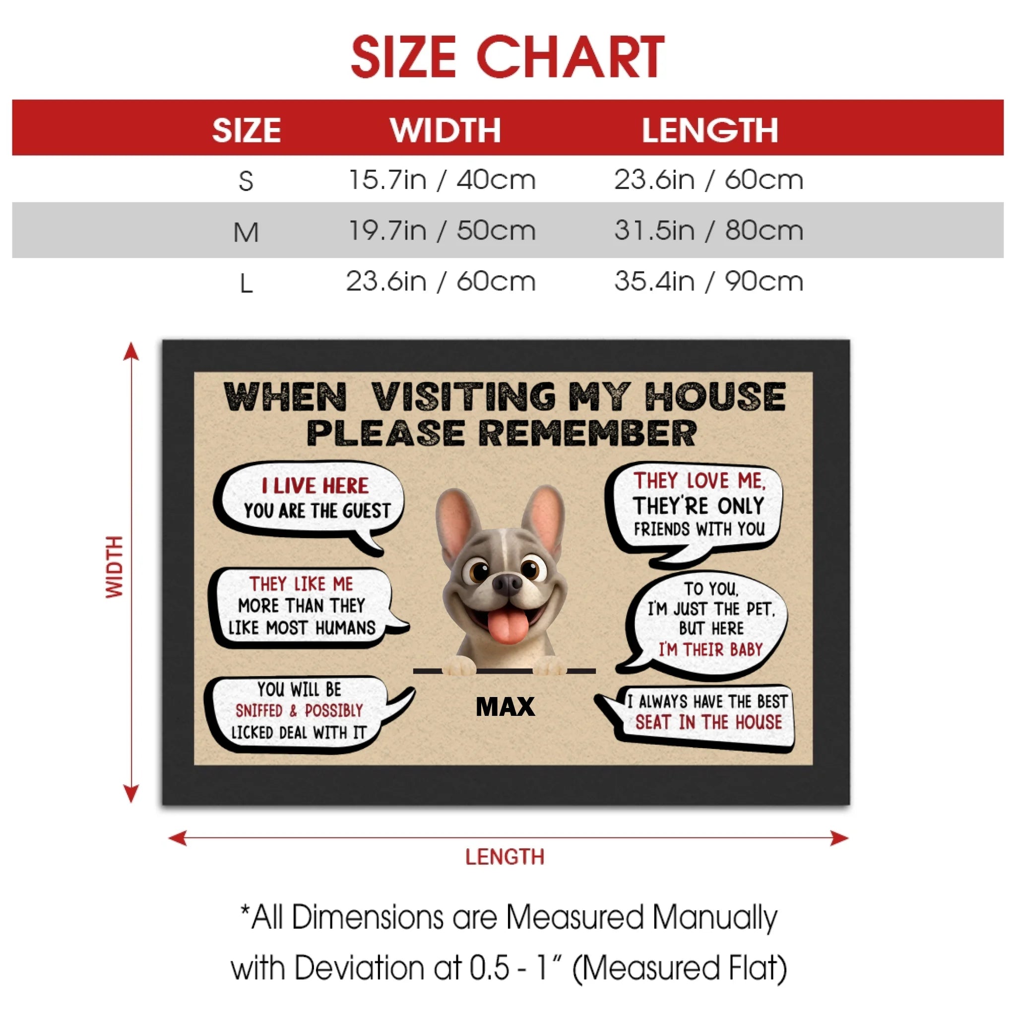 Custom Frenchie Doormat - When Visiting My House Please Remember