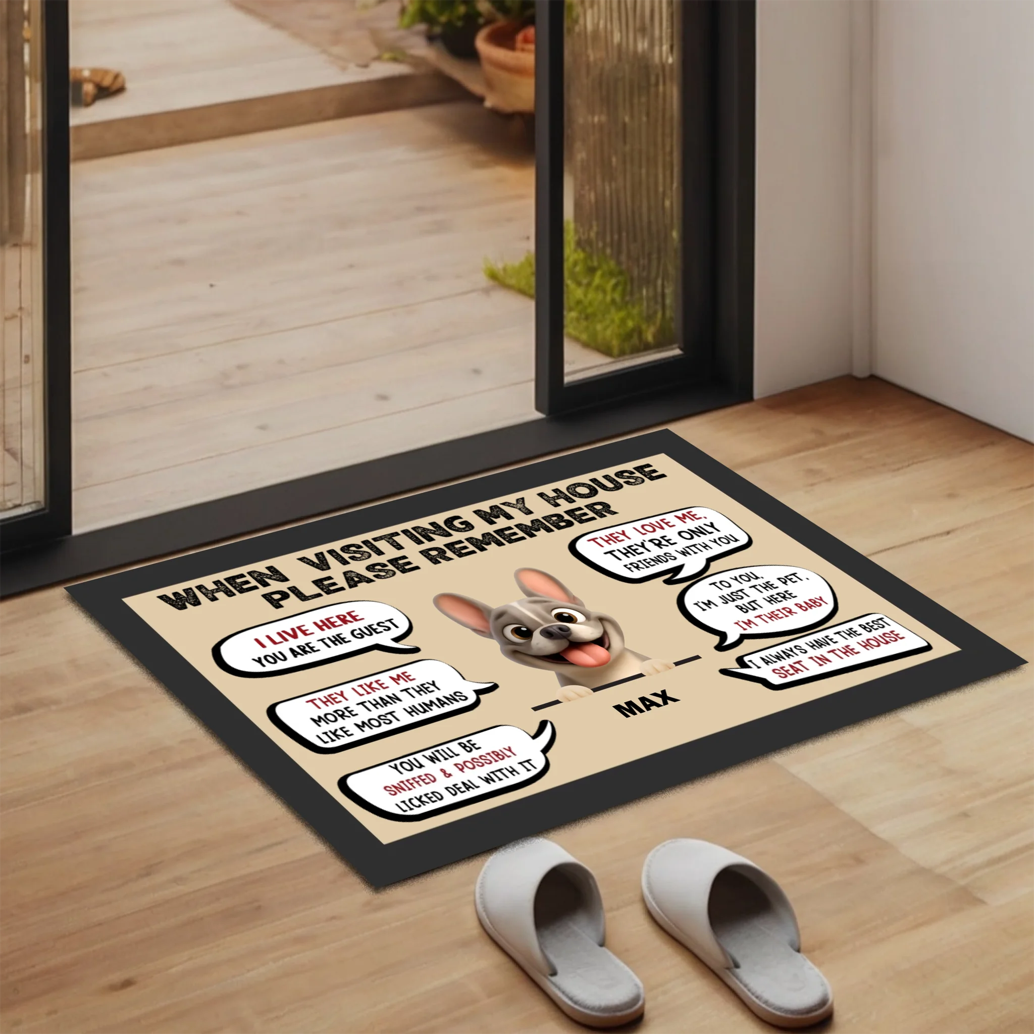 Custom Frenchie Doormat - When Visiting My House Please Remember