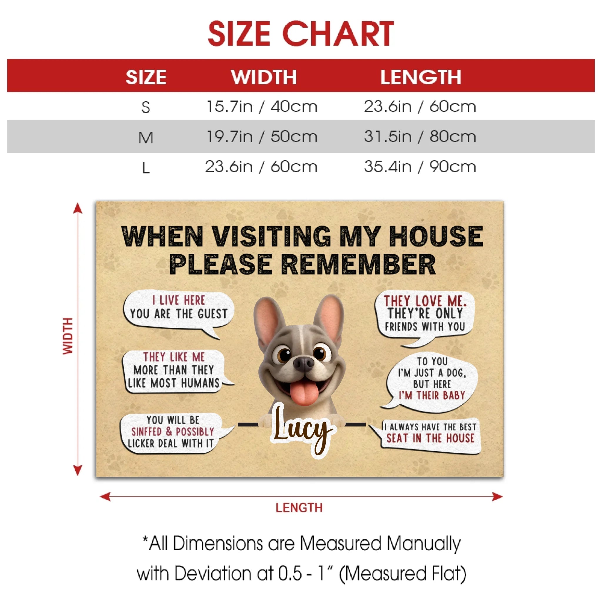 Customized French Bulldog Doormat – Funny House Rules Special Gift