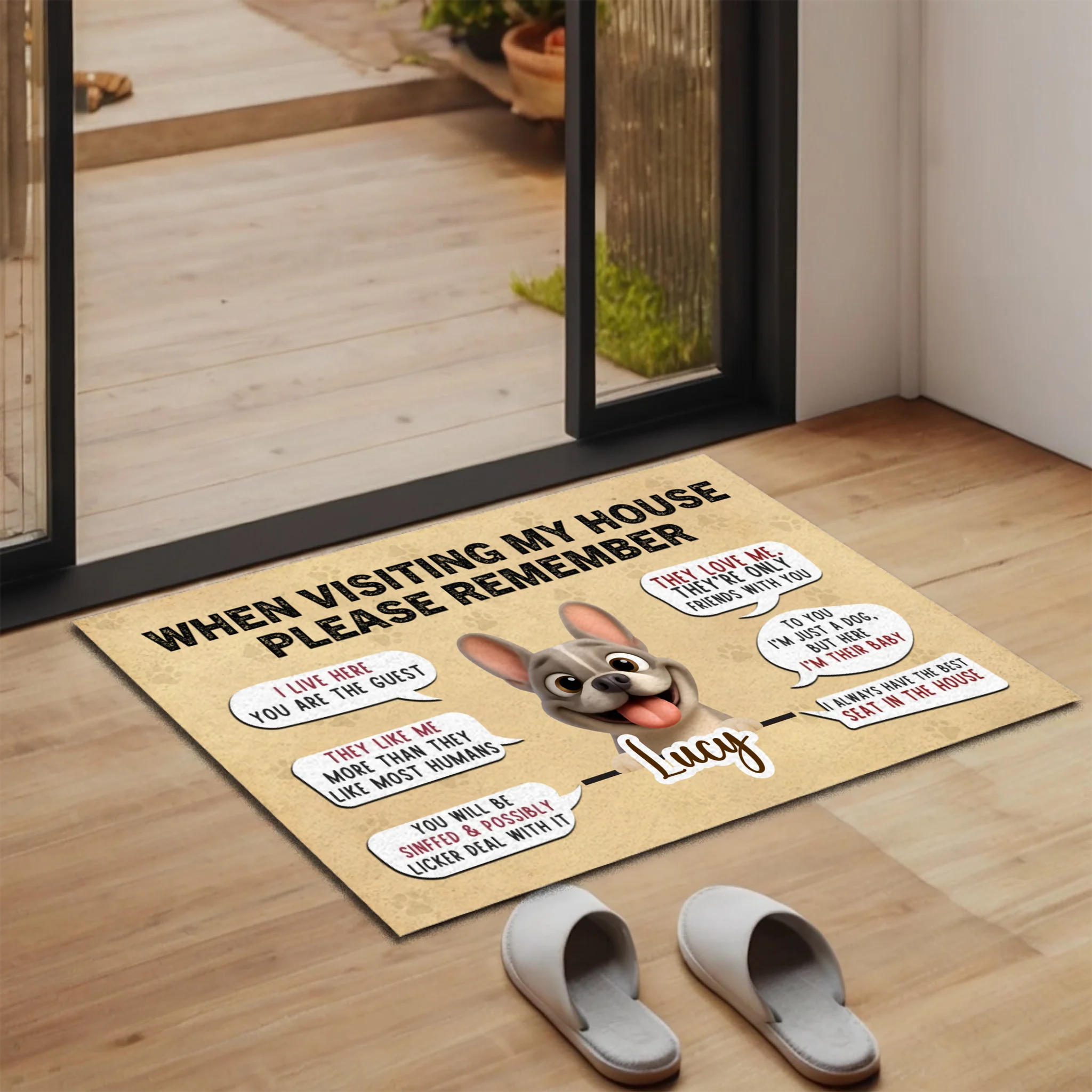 Customized French Bulldog Doormat – Funny House Rules Special Gift