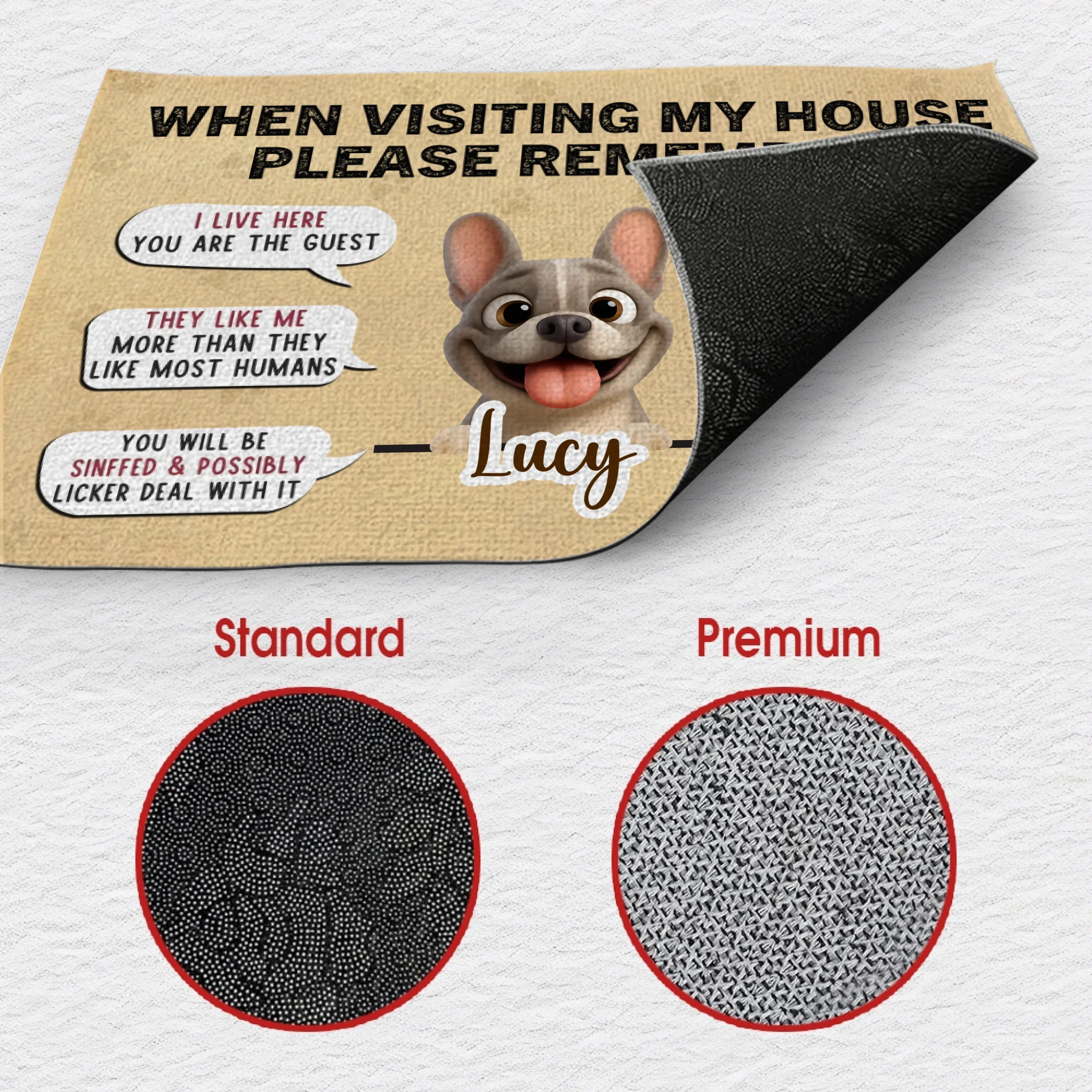 Customized French Bulldog Doormat – Funny House Rules Special Gift