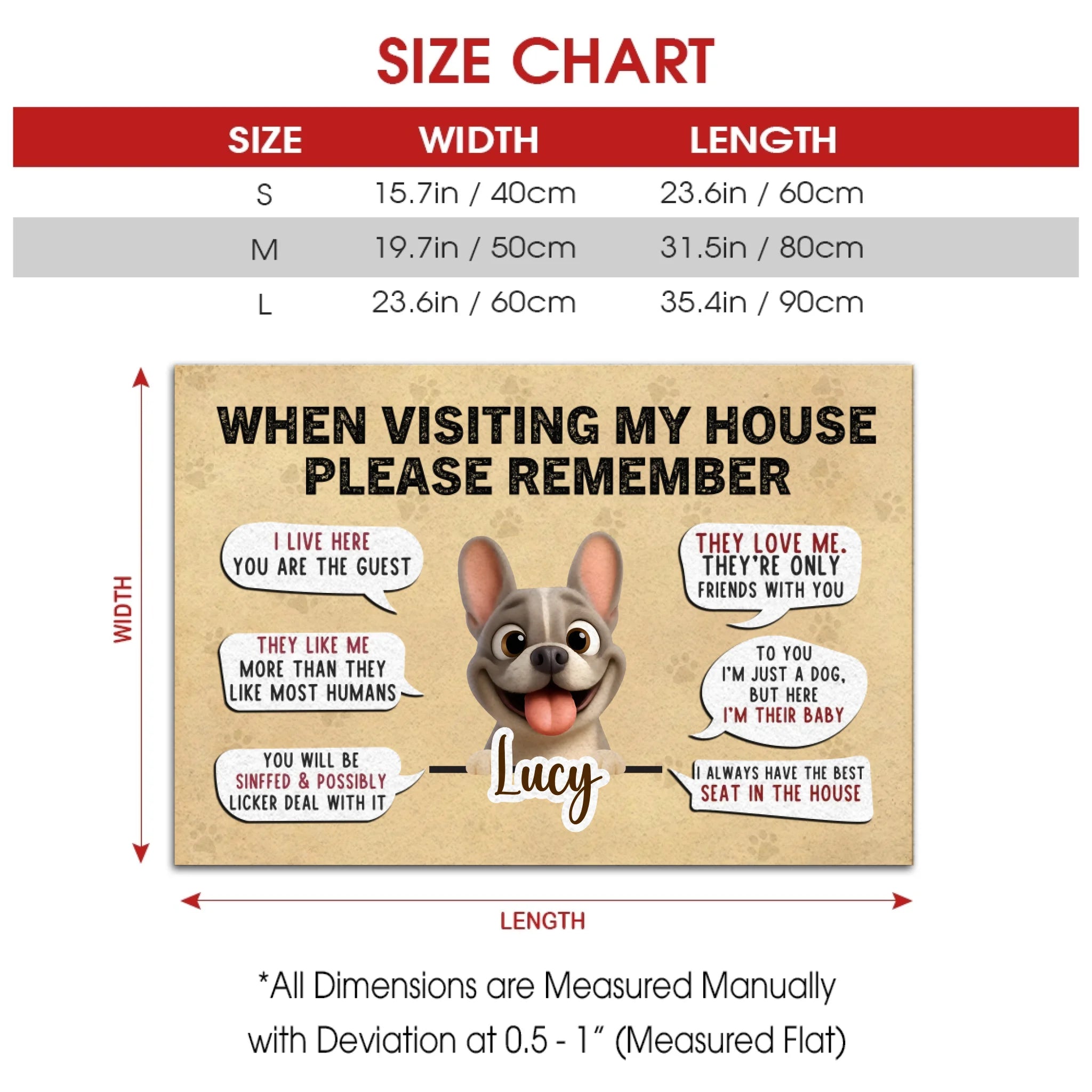 Customized French Bulldog Doormat – Funny House Rules Special Gift
