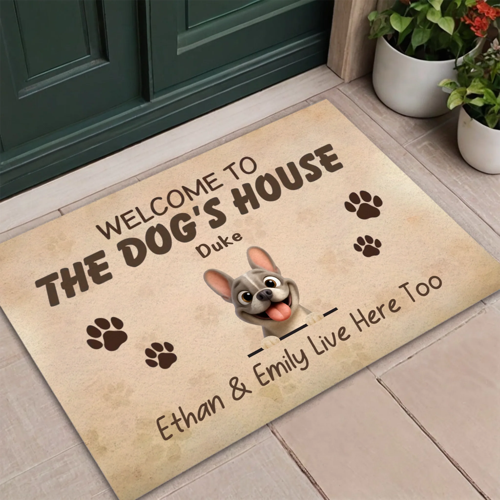 Doormat with Personalized French Bulldog – Welcome To The Dog's House