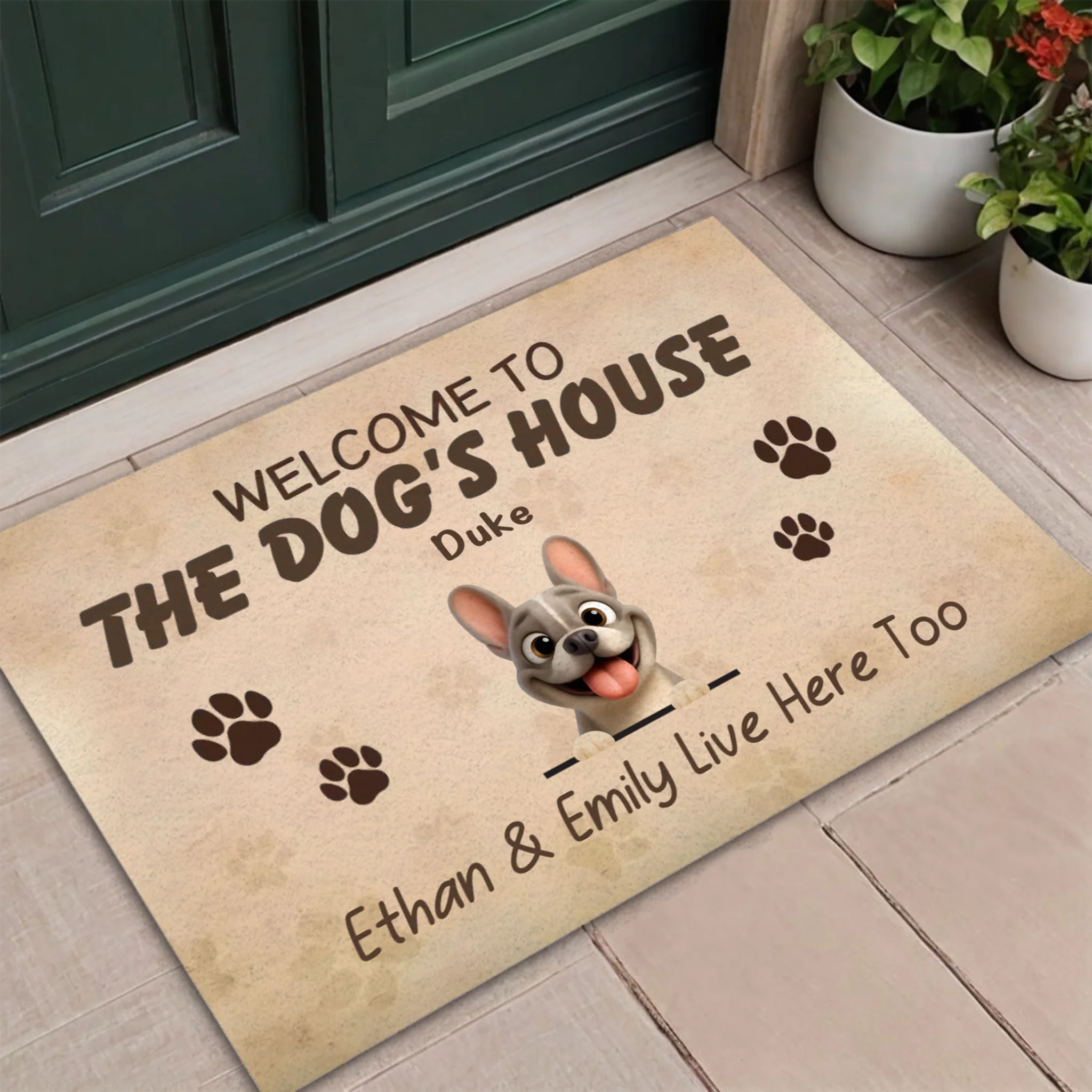 Doormat with Personalized French Bulldog – Welcome To The Dog's House