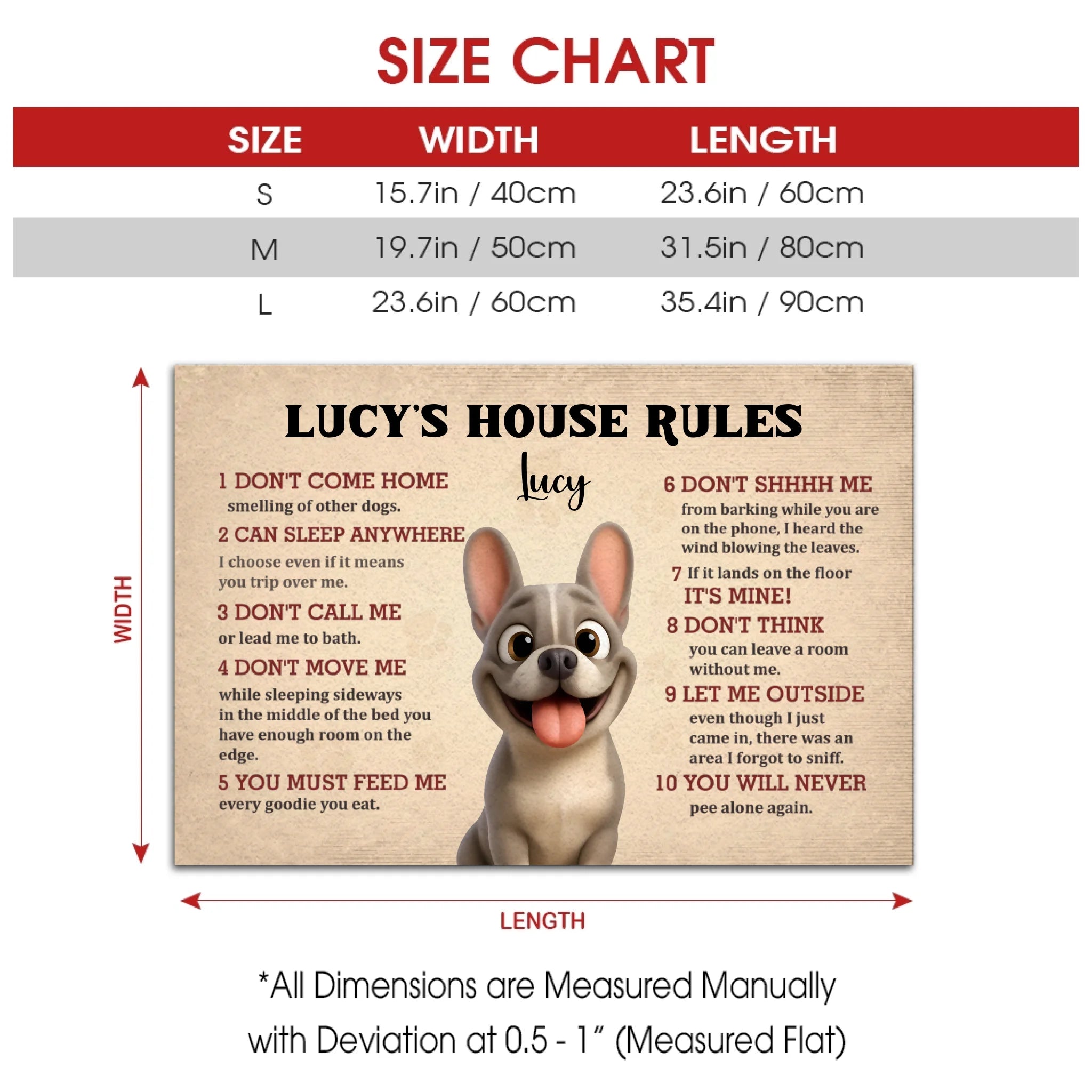 Custom Frenchie Doormat For Dog Lovers – 10 Dog House Funny Rules