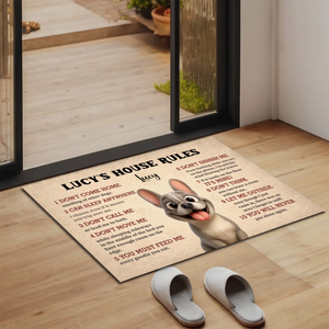 Custom Frenchie Doormat For Dog Lovers – 10 Dog House Funny Rules