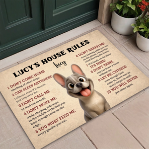 Custom Frenchie Doormat For Dog Lovers – 10 Dog House Funny Rules