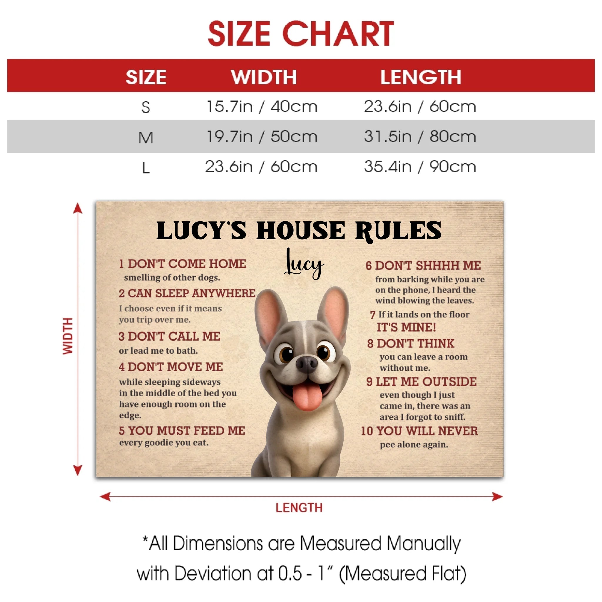 Custom Frenchie Doormat For Dog Lovers – 10 Dog House Funny Rules