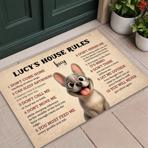 Custom Frenchie Doormat For Dog Lovers – 10 Dog House Funny Rules