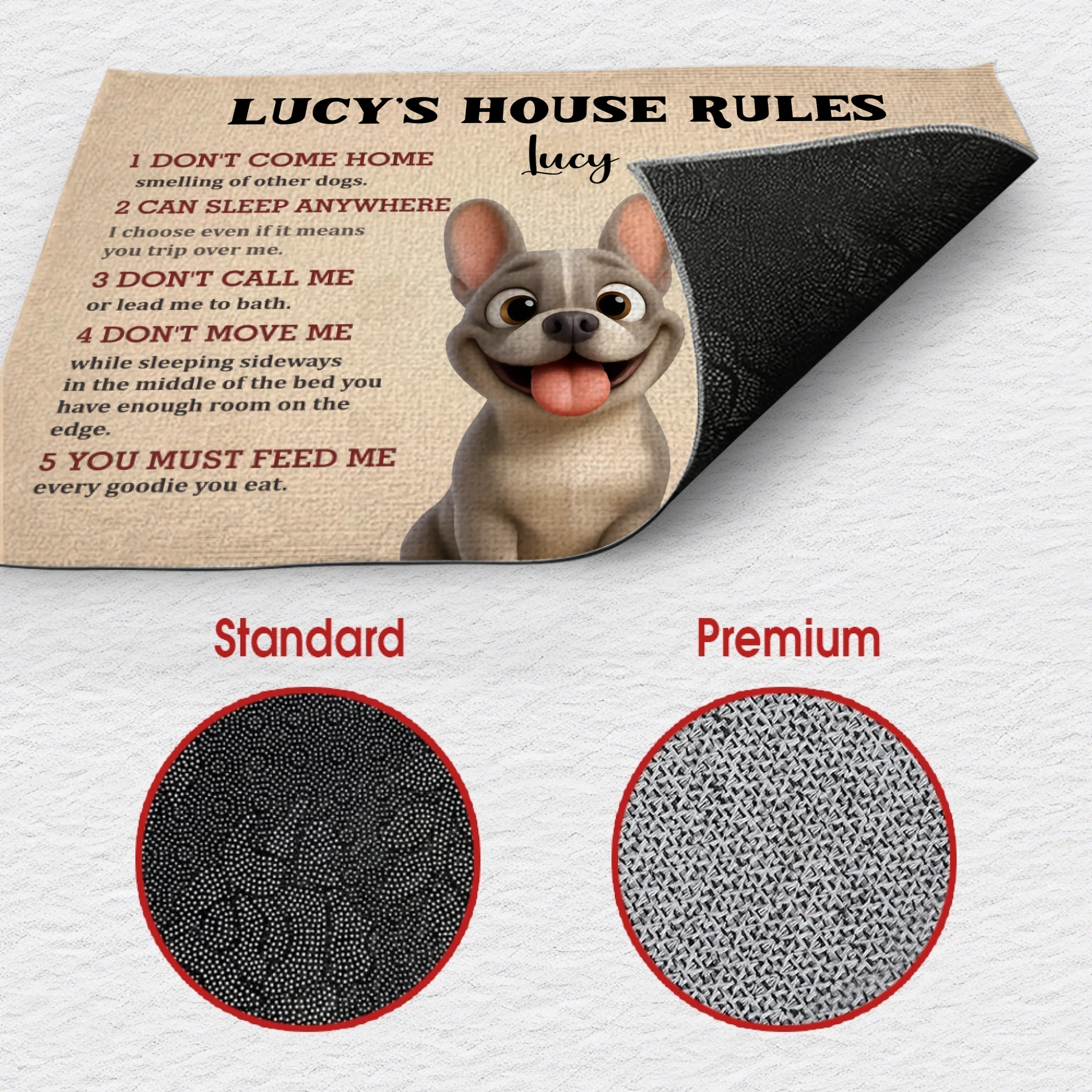 Custom Frenchie Doormat For Dog Lovers – 10 Dog House Funny Rules