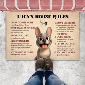 Custom Frenchie Doormat For Dog Lovers – 10 Dog House Funny Rules