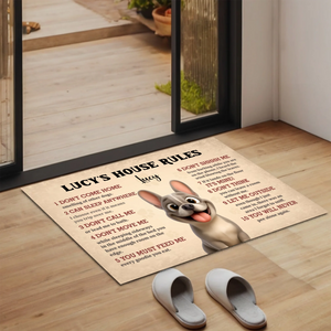 Custom Frenchie Doormat For Dog Lovers – 10 Dog House Funny Rules