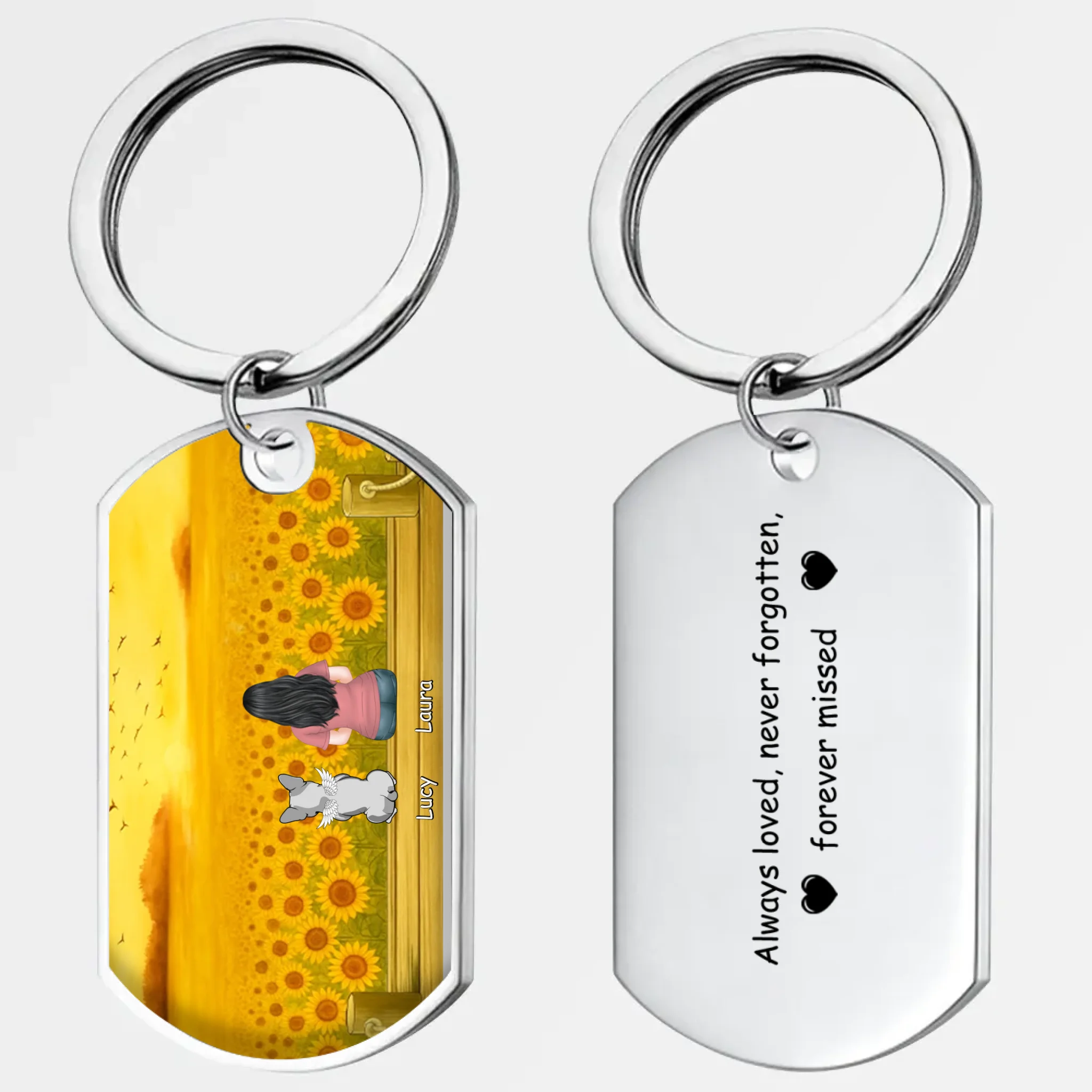 Personalized French Bulldog Angel Keychain – Sunflower Dog Memorial Gift