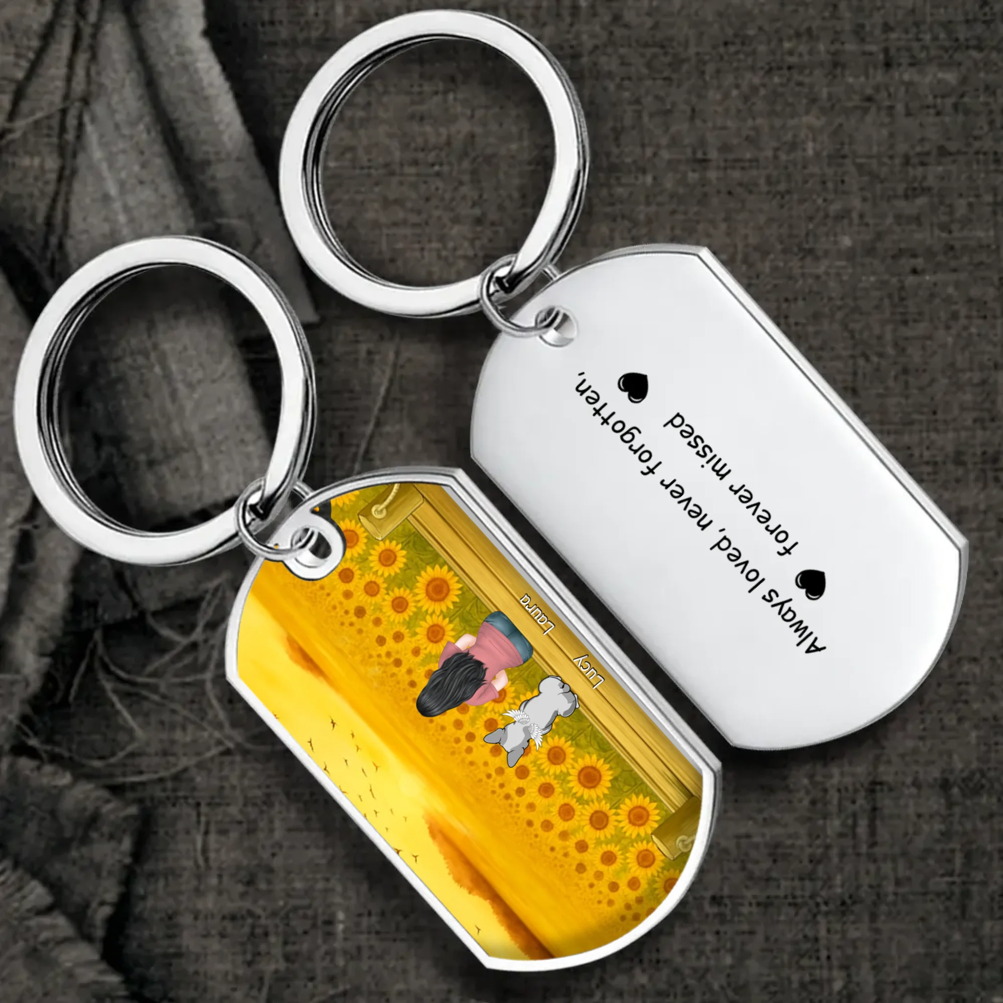 Personalized French Bulldog Angel Keychain – Sunflower Dog Memorial Gift