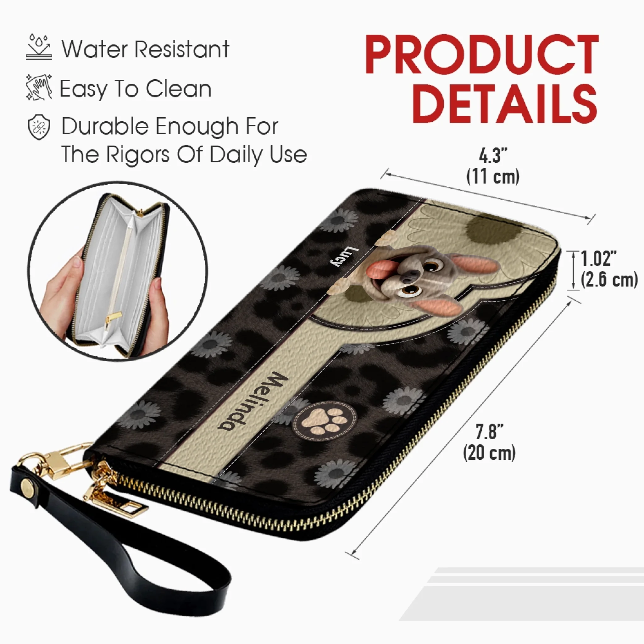 Wallet with Personalized French Bulldog Art – Custom Owner & Dog Name Purse