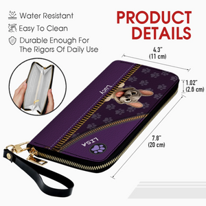 Custom French Bulldog Wallet – Purple Zipper Design Clutch For Dog Lovers