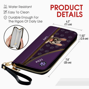 Custom French Bulldog Wallet – Purple Zipper Design Clutch For Dog Lovers