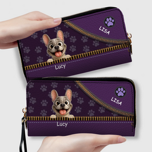 Custom French Bulldog Wallet – Purple Zipper Design Clutch For Dog Lovers