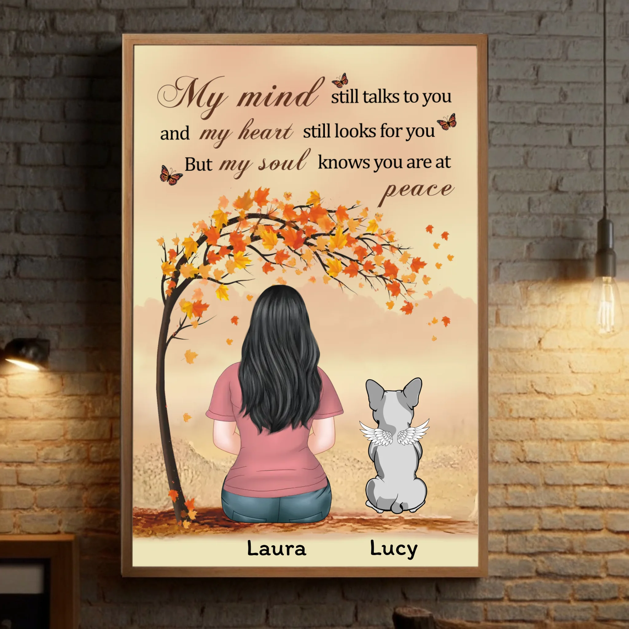Personalized French Bulldog Poster – Autumn Tree Pet Memorial Wall Art