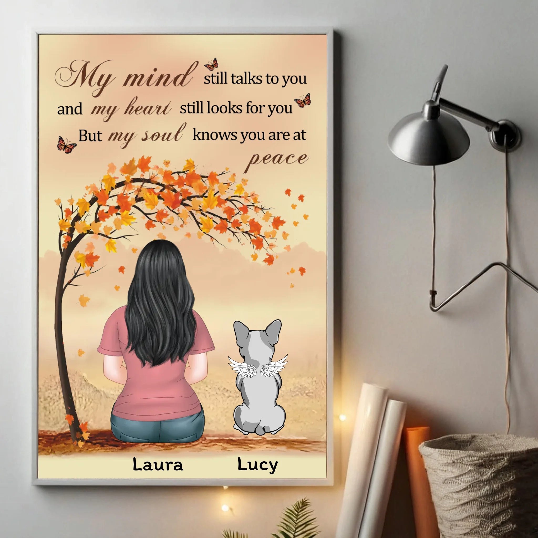 Personalized French Bulldog Poster – Autumn Tree Pet Memorial Wall Art