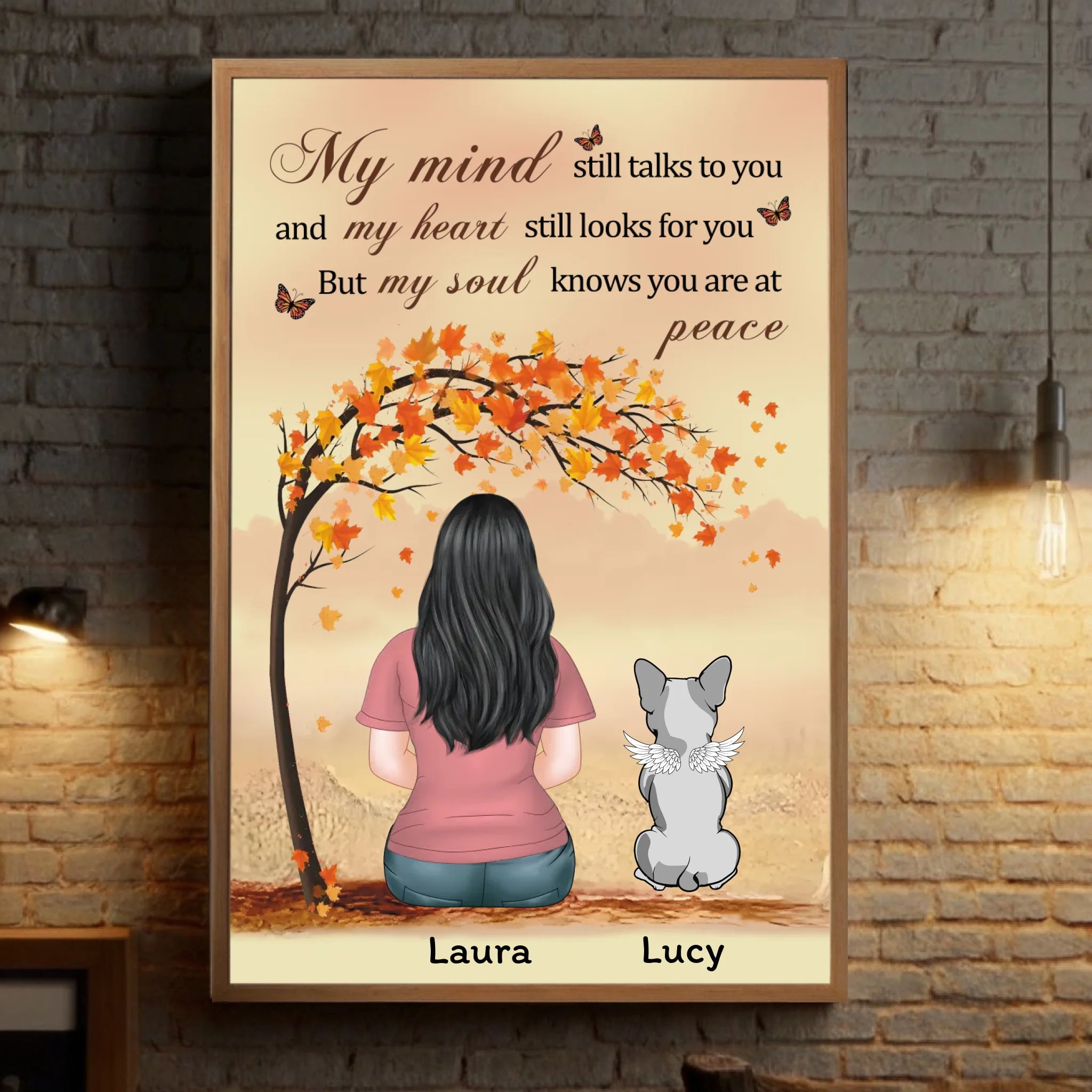 Personalized French Bulldog Poster – Autumn Tree Pet Memorial Wall Art
