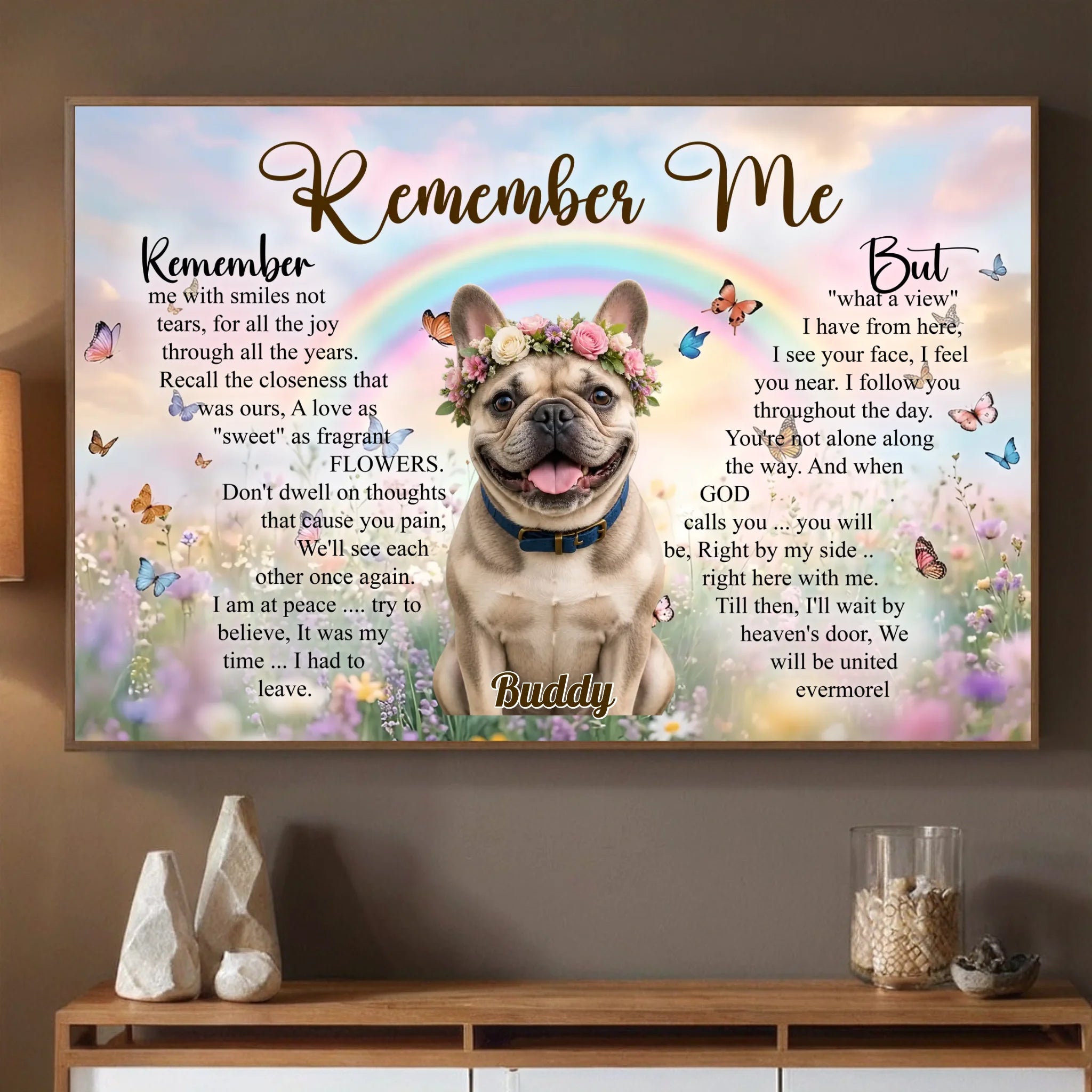 Poster with Custom French Bulldog Art – Remember Me With Smiles Gift