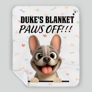 Customized Frenchie Blanket – Funny Paws Off Dog Name Gift