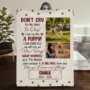 Blanket with Personalized Frenchie Photos – Don't Cry For Me Mom Memorial Gift