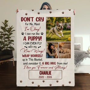 Blanket with Personalized Frenchie Photos – Don't Cry For Me Mom Memorial Gift