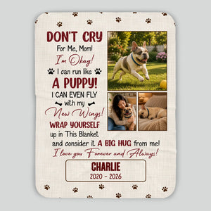 Blanket with Personalized Frenchie Photos – Don't Cry For Me Mom Memorial Gift