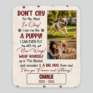 Blanket with Personalized Frenchie Photos – Don't Cry For Me Mom Memorial Gift