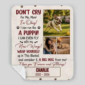 Blanket with Personalized Frenchie Photos – Don't Cry For Me Mom Memorial Gift