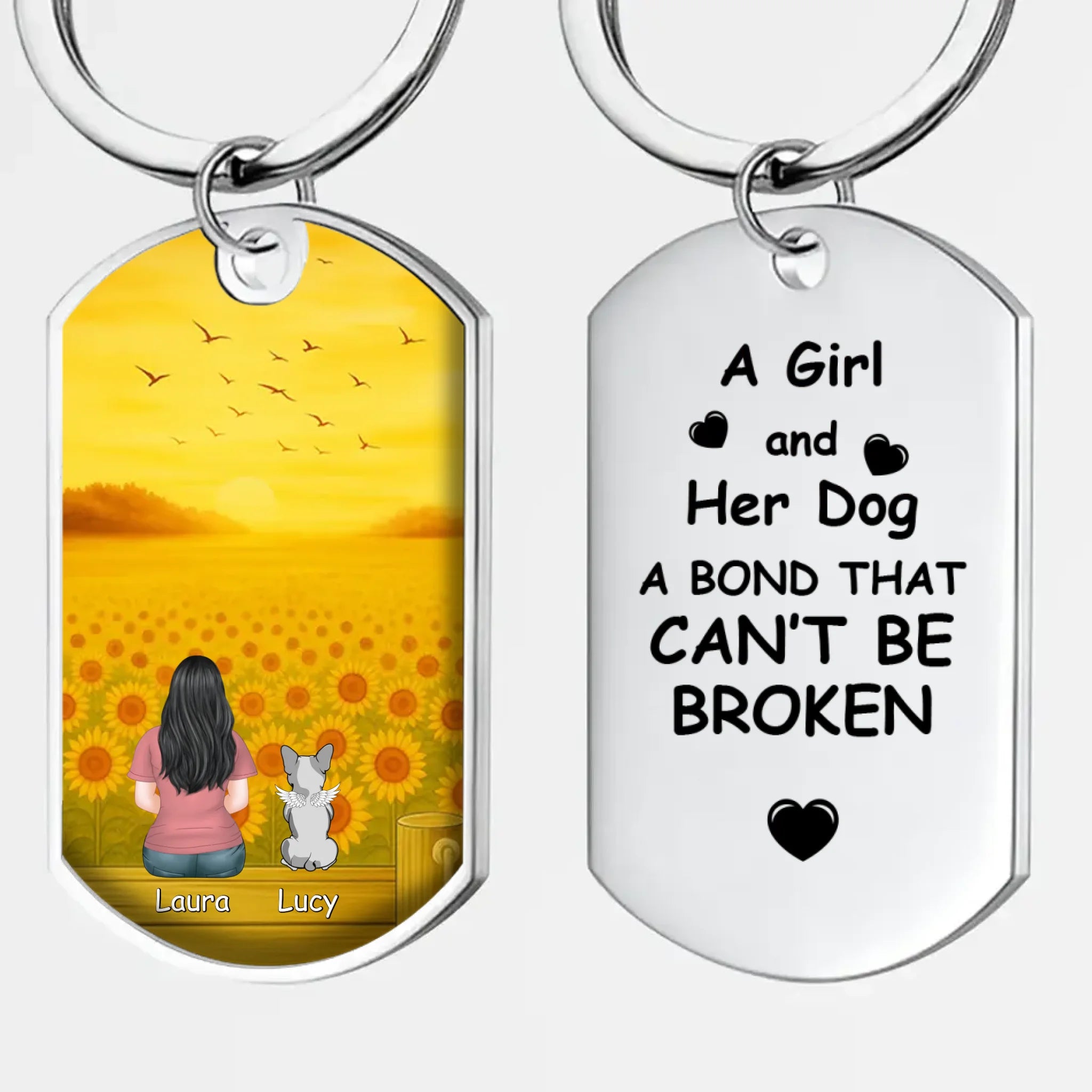 Custom Keychain for French Bulldog – A Girl And Her Dog A Bond That Can't Be Broken