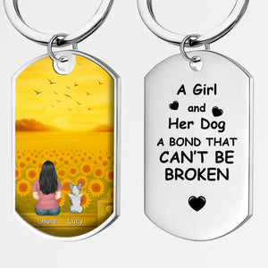 Custom Keychain for French Bulldog – A Girl And Her Dog A Bond That Can't Be Broken