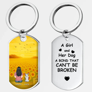 Custom Keychain for French Bulldog – A Girl And Her Dog A Bond That Can't Be Broken