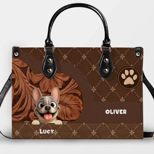 Personalized Frenchie Handbag – Classic Floral-carved Leather Gift