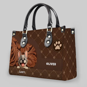 Personalized Frenchie Handbag – Classic Floral-carved Leather Gift