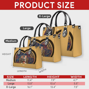 Custom French Bulldog Handbag – Mandala Heart Tan Leather For Dog Lovers
