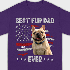 Personalized Frenchie Basic Tee – Best Fur Dad Ever American Flag Gift