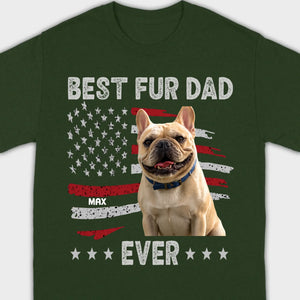 Personalized Frenchie Basic Tee – Best Fur Dad Ever American Flag Gift