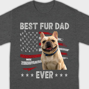 Personalized Frenchie Basic Tee – Best Fur Dad Ever American Flag Gift