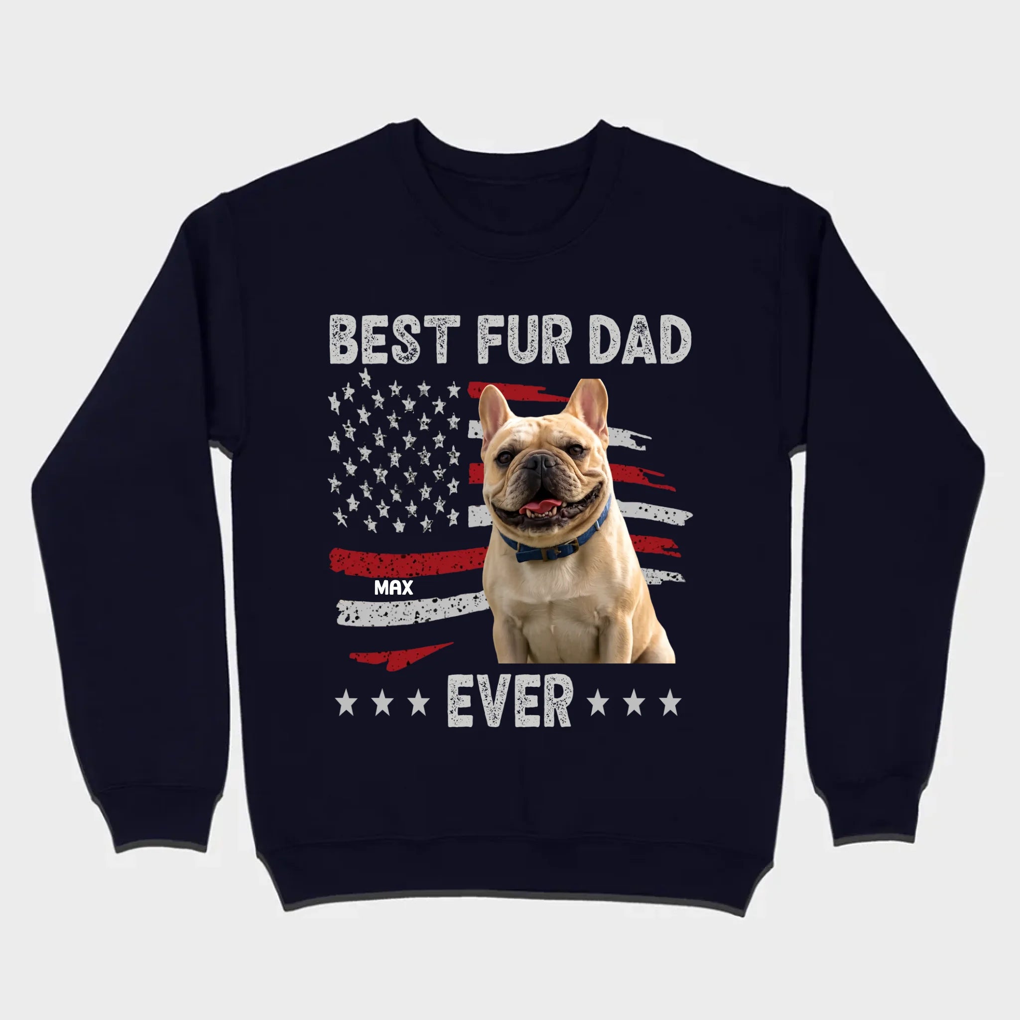Personalized Frenchie Basic Tee – Best Fur Dad Ever American Flag Gift