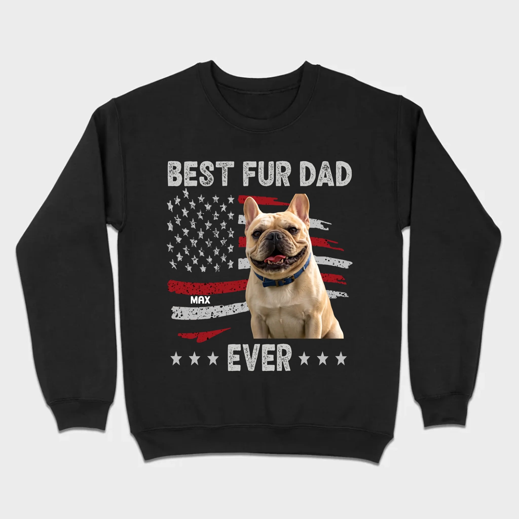 Personalized Frenchie Basic Tee – Best Fur Dad Ever American Flag Gift