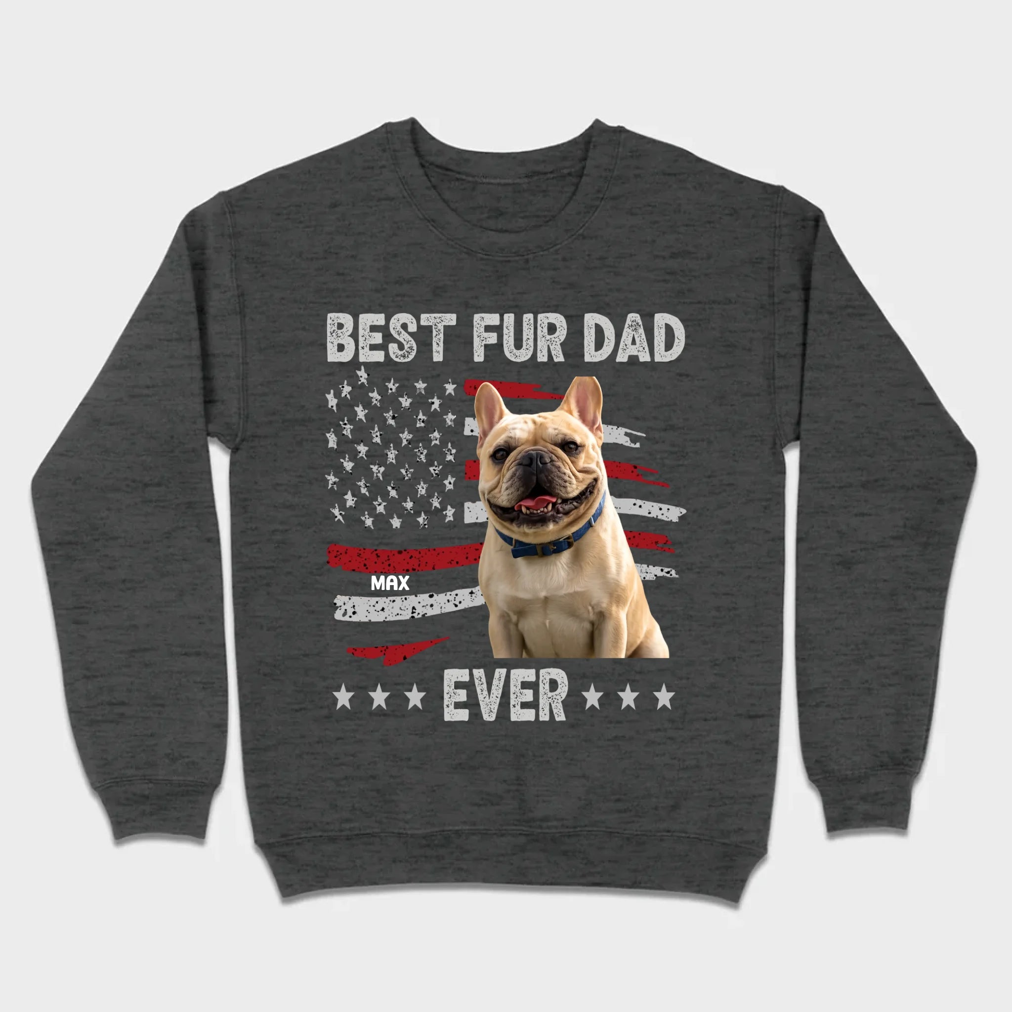 Personalized Frenchie Basic Tee – Best Fur Dad Ever American Flag Gift