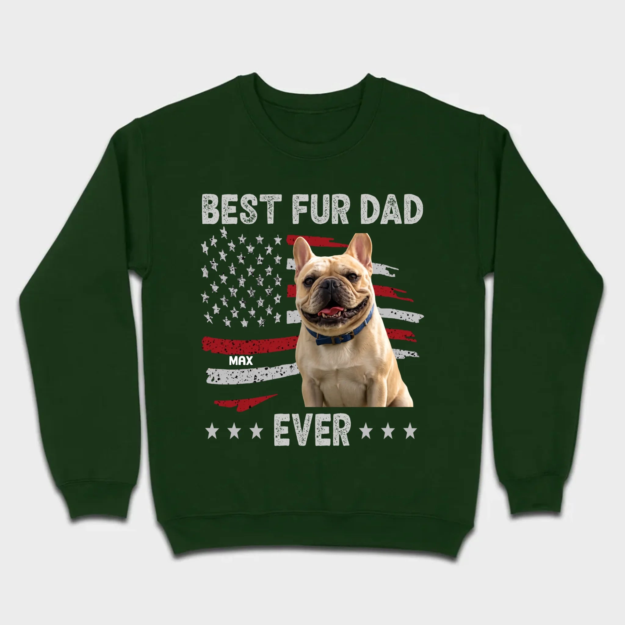 Personalized Frenchie Basic Tee – Best Fur Dad Ever American Flag Gift