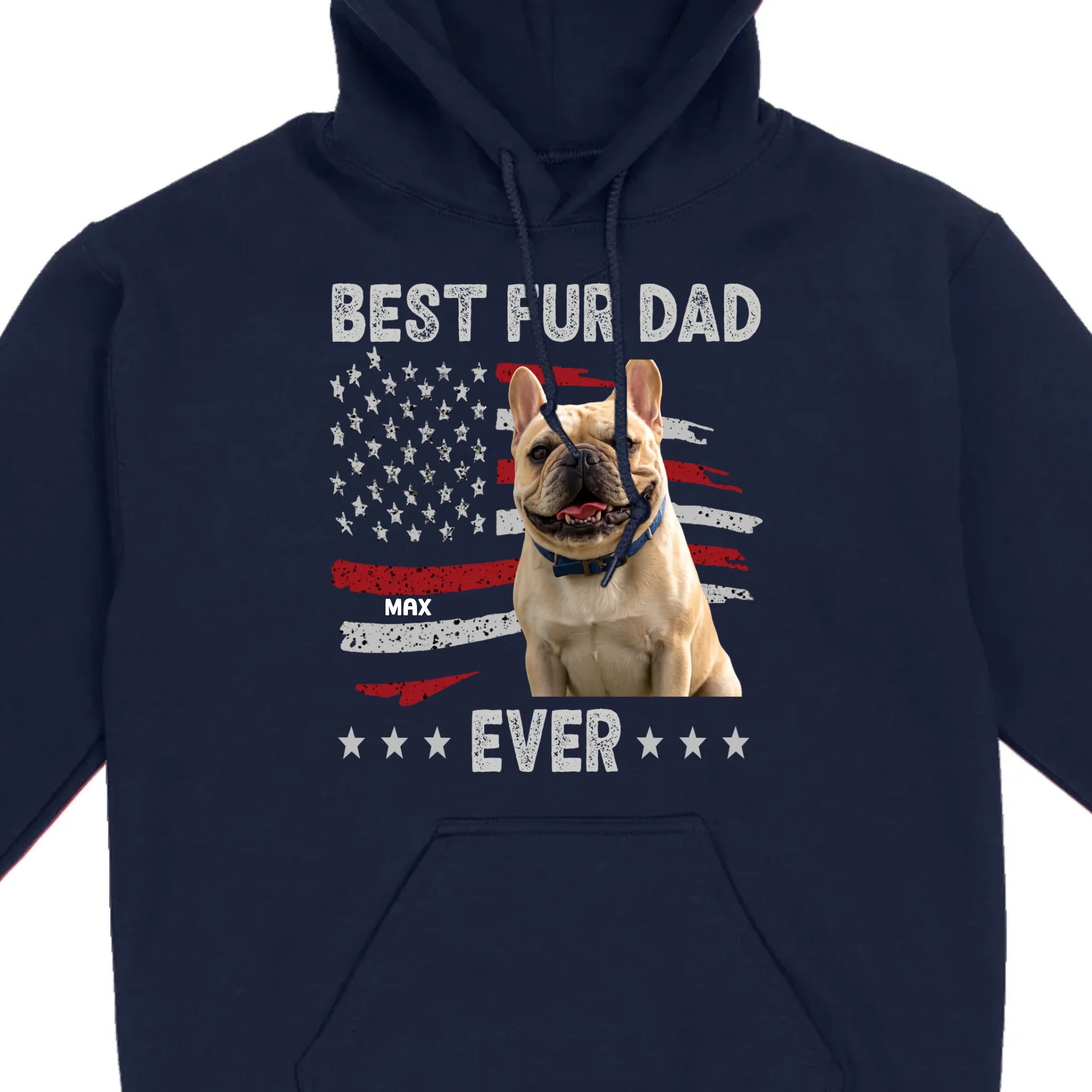 Personalized Frenchie Basic Tee – Best Fur Dad Ever American Flag Gift